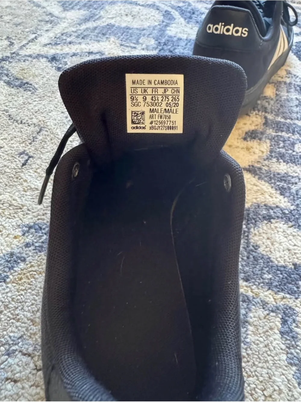 adidas Black Sneakers with White Three Stripes